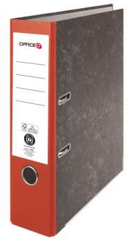 Pákový pořadač Officeo - A4, kartonový, šíře hřbetu 7,5 cm, mramor, červený hřbet