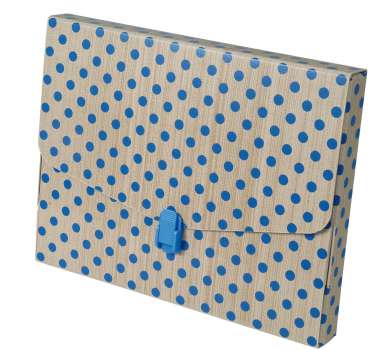 Box na spisy - A4, hnědý s modrým puntíkem, 1 ks