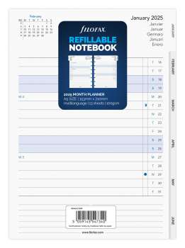 Plánovací kalendář do Filofax Notebook - A5, EN, měsíční, rok 2027