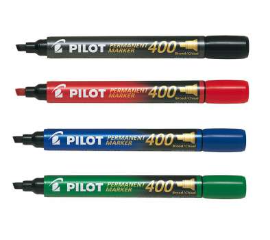 Permanentní popisovač Pilot 400 - zkosený hrot, sada 4 barev