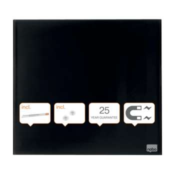 Skleněná magnetická tabule Nobo, 30x30 cm, černá