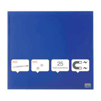 Skleněná magnetická tabule Nobo, 30x30 cm, modrá
