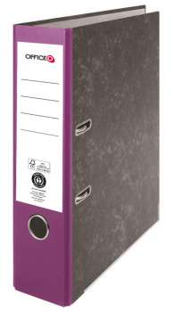 Pákový pořadač Officeo - A4, kartonový, šíře hřbetu 7,5 cm, mramor, fialový hřbet