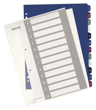 Plastové rozlišovače Leitz Style - A4+, barevné, 1-12, sada 12ks