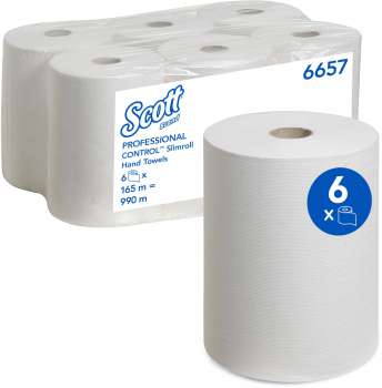Papírové ručníky v roli Scott Slimroll - 1vrstvé, bílé, bal. 6 rolí