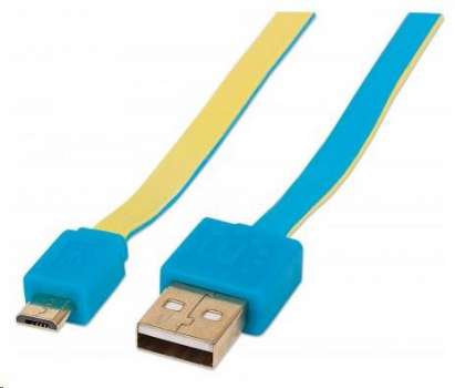 MANHATTAN USB kabel plochý, modro-žlutý