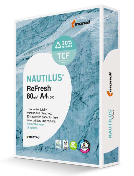 Recyklovaný papír Nautilus ReFresh A4 - 80 g/m2, CIE 161, 500 listů