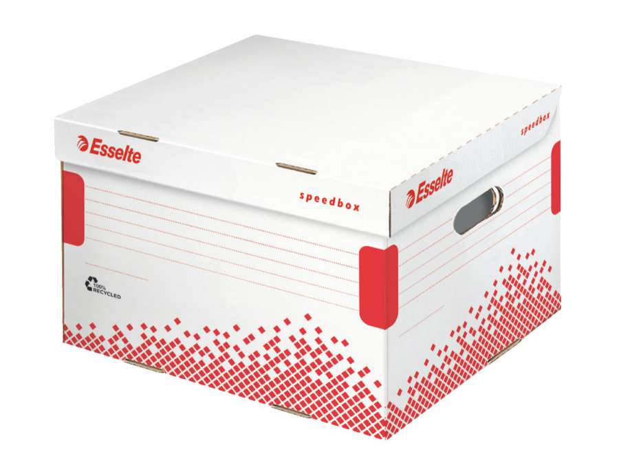 Archivační krabice Esselte Speedbox - bílá, 36,7 x 26,3 x 32,5 cm