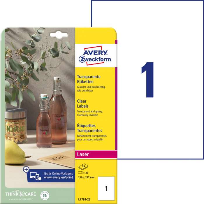 Velmi odolné polyesterové etikety Avery Zweckform - krystalicky čiré,