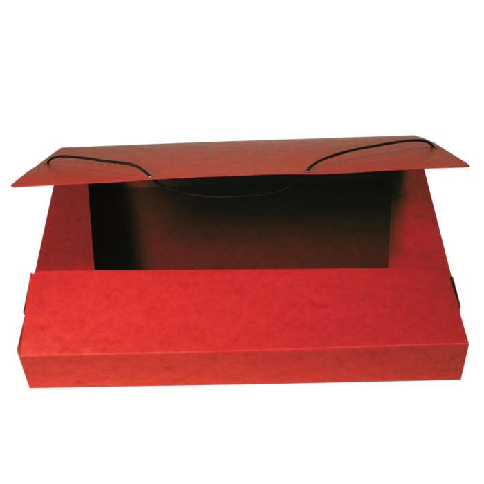 Prešpánový box na spisy - A4, s gumičkou, červený