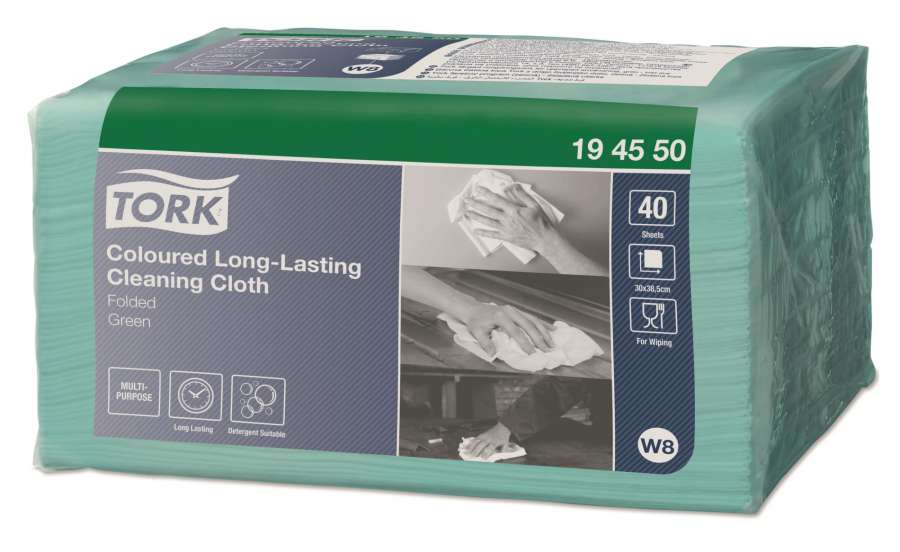 Skládané textilní utěrky Tork - W8, zelené, 40 ks