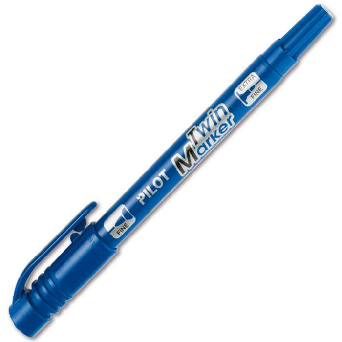 Permanentní popisovač Pilot Begreen Twin marker - dvouhrotý, modrý