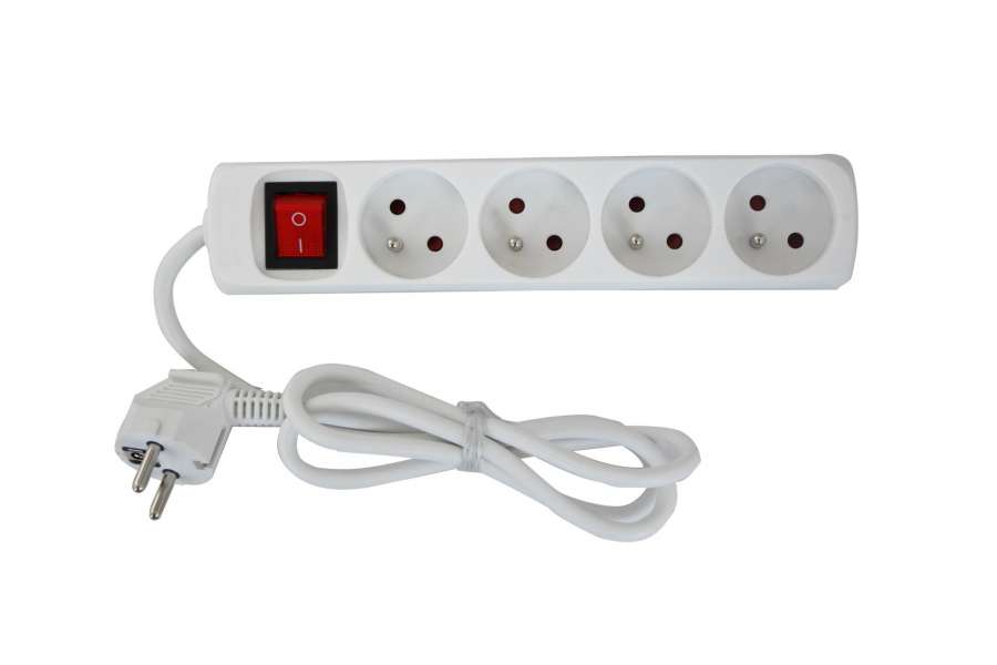 Prodlužovací kabel s vypínačem - 4 zásuvky, 5 m, bílý