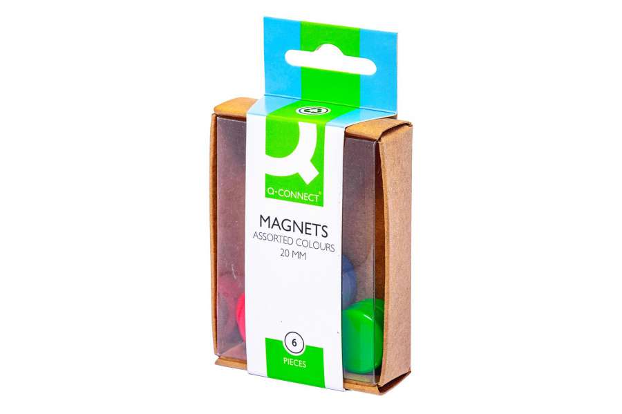 Sada magnetů Q-Connect - průměr 20 mm, mix barev, 6 ks