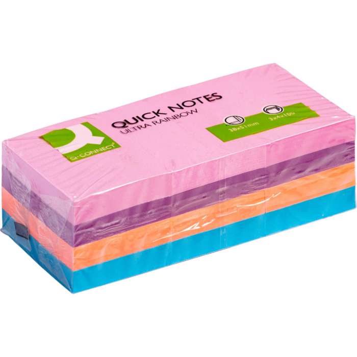 Samolepicí bloček Q-Connect - 38 x 51 mm, intenzivní, 12 x 100 lístků