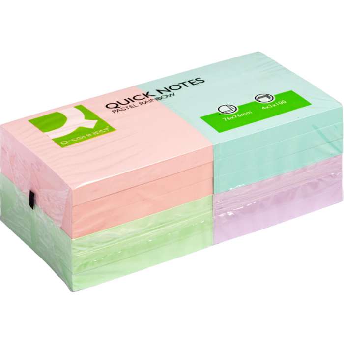 Samolepicí bloček Q-Connect FSC - 76 x 76 mm, pastelové barvy, 12 x