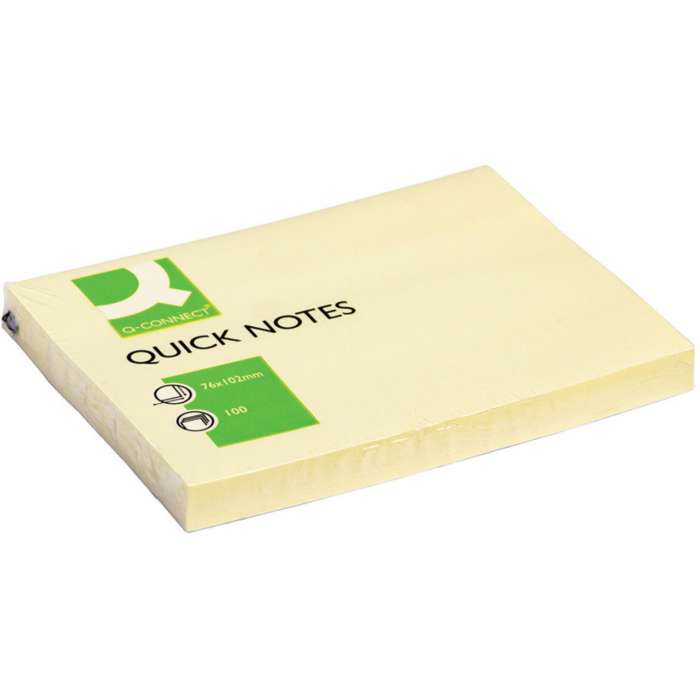 Samolepicí bloček Q-Connect - 76 x 102 mm, žlutý, 100 lístků