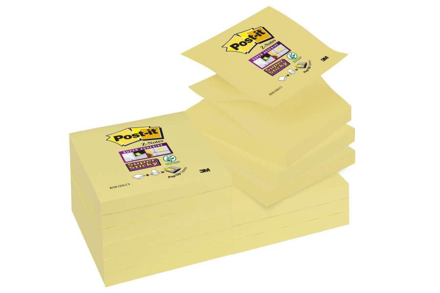 Samolepicí Z-bločky Post-it Super Sticky - 12 ks, žlutá