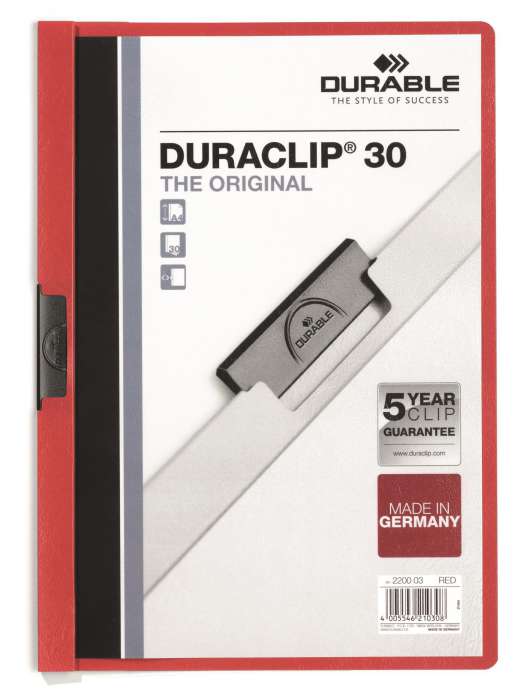 Zakládací desky s klipem Durable Duraclip - A4, kapacita 30 listů,