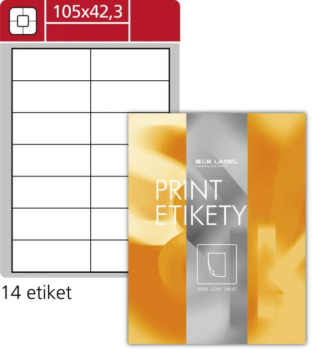 Snímatelné etikety S&K Label - bílé, 105 x 42,3 mm, 1400 ks