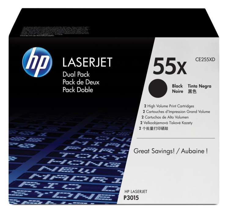 Toner HP CE255XD, č. 55X, dvojbalení - černý