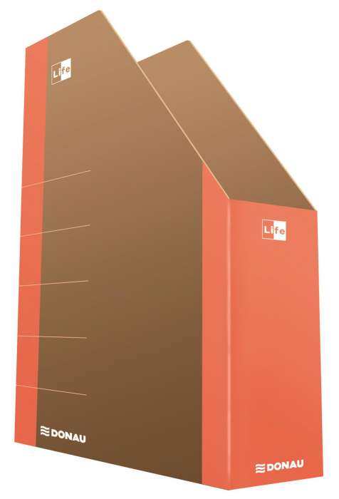 Stojan na časopisy Donau Life - 8 cm, neonový oranžový, kartonový, 1