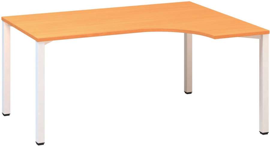 Psací stůl Alfa 200 - ergo, pravý, 160 cm, buk Bavaria/bílý