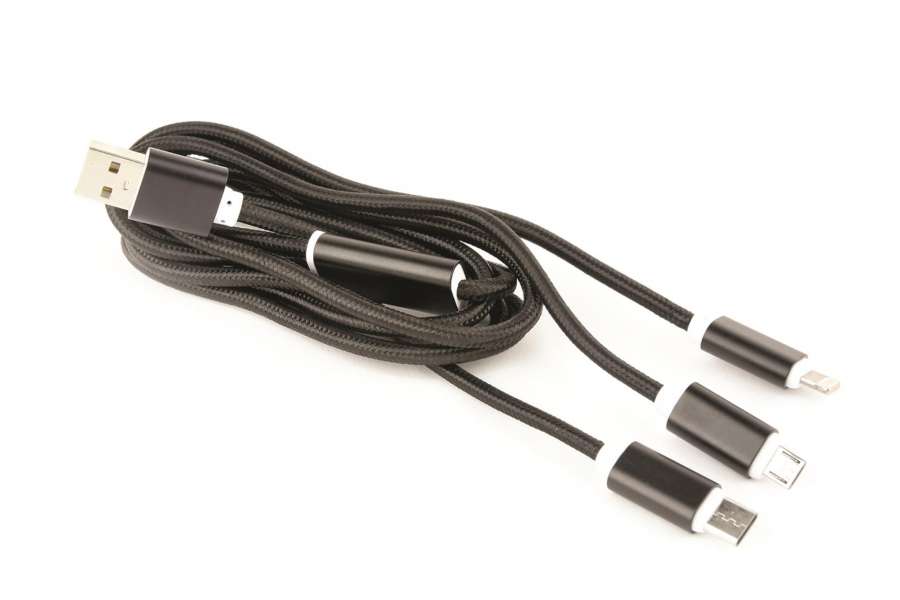 Nabíjecí kabel Gembird - USB A Male/Micro B + Type-C + Lightning, 1m,