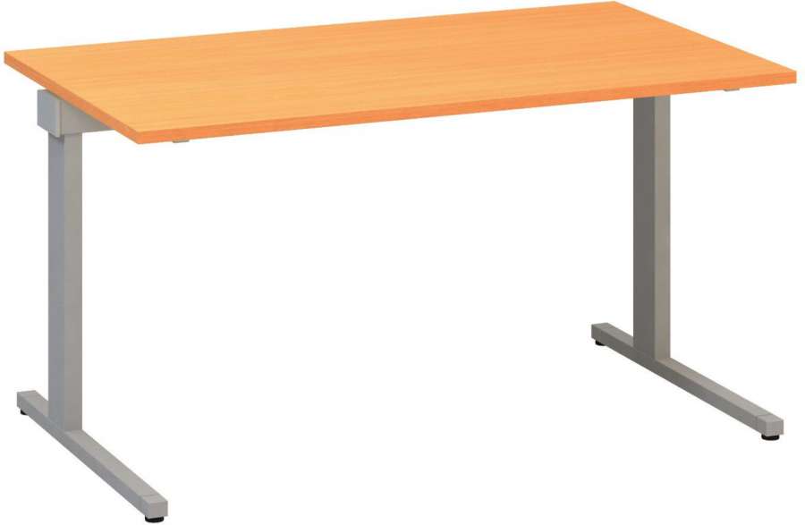 Psací stůl Alfa 305 - 140 cm, buk Bavaria/stříbrný
