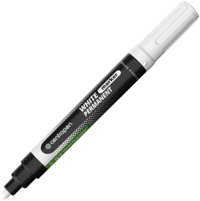 Permanentní popisovač Centropen 8586 - kulatý hrot, bílý