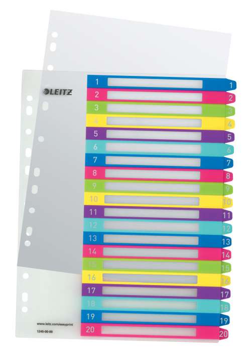 Plastové rozlišovače Leitz WOW - A4+, barevný, sada 1-20