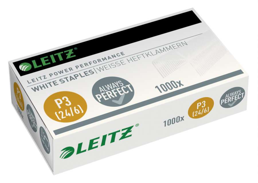 Drátky do sešívačky Leitz - 24/6, 1000 ks, bílé