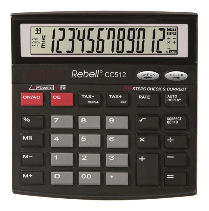 Stolní kalkulačka Rebell CC512 BX - 12-míst, nakloněný display, černá