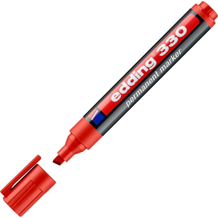 Permanentní popisovač Edding 330 - zkosený hrot, červený