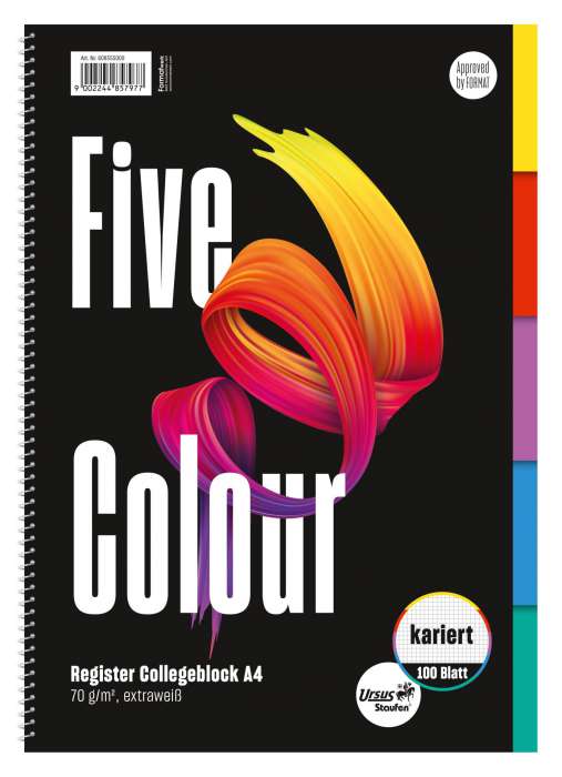 Kroužkový blok College 5Colours A4, čtverečkovaný, s rejstříkem - 100