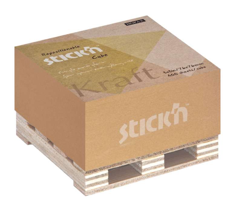 Samolepicí bloček Stick'n by Hopax KRAFT na paletce - 76 x 76 mm,