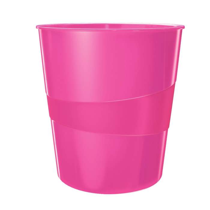 Odpadkový koš Leitz WOW, plastový, 15 l, růžový