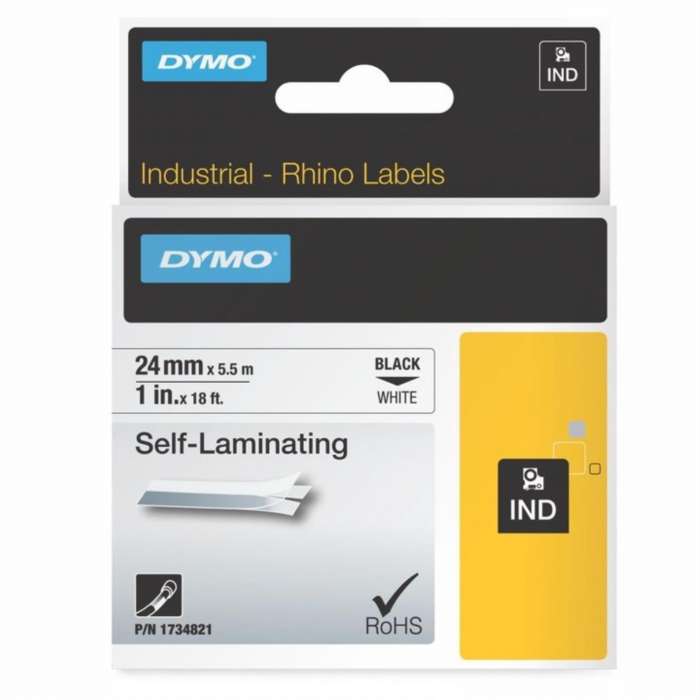 Obmotávací samolaminovací páska Dymo Rhino - bílá, šířka 24 mm, návin