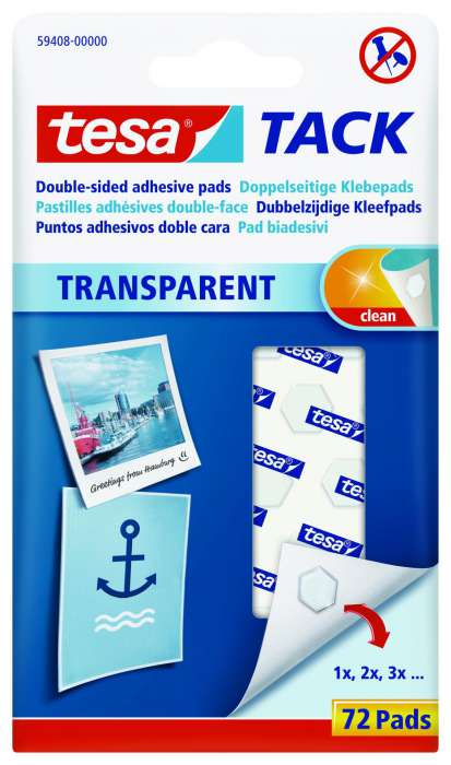 Lepicí polštářky Tesa® - oboustranné, průhledné, 72 ks