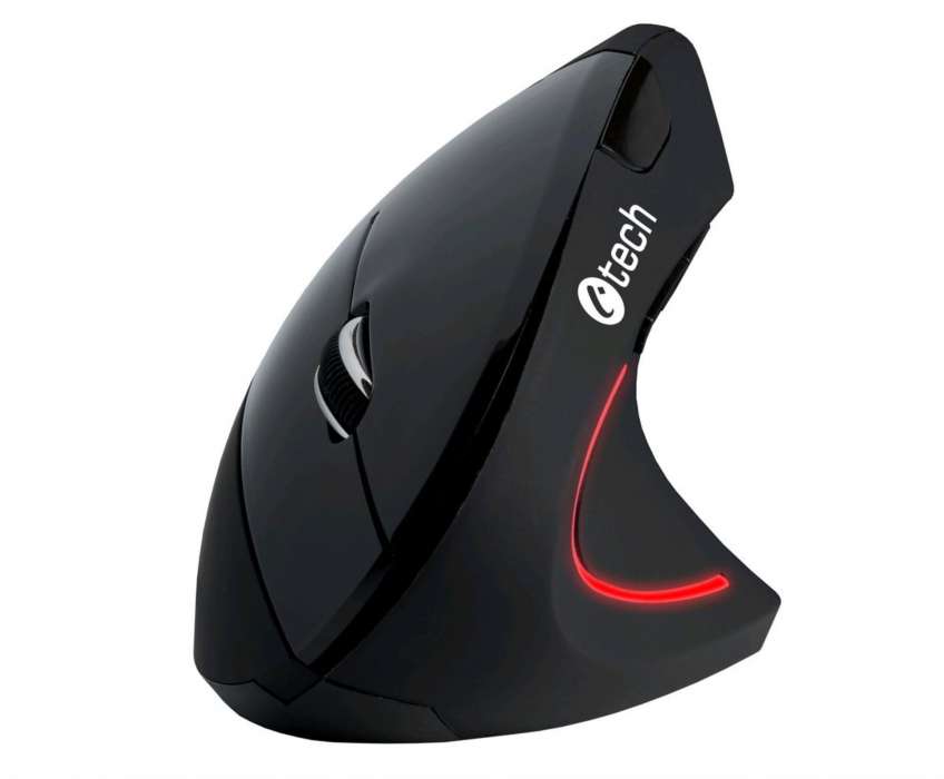 Bezdrátová ergonomická myš C-TECH VEM-09 - vertikální, USB, černá