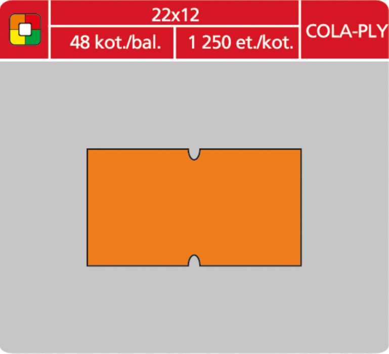 Cenové etikety COLAPLY - 22x12, 1250 ks, oranžové