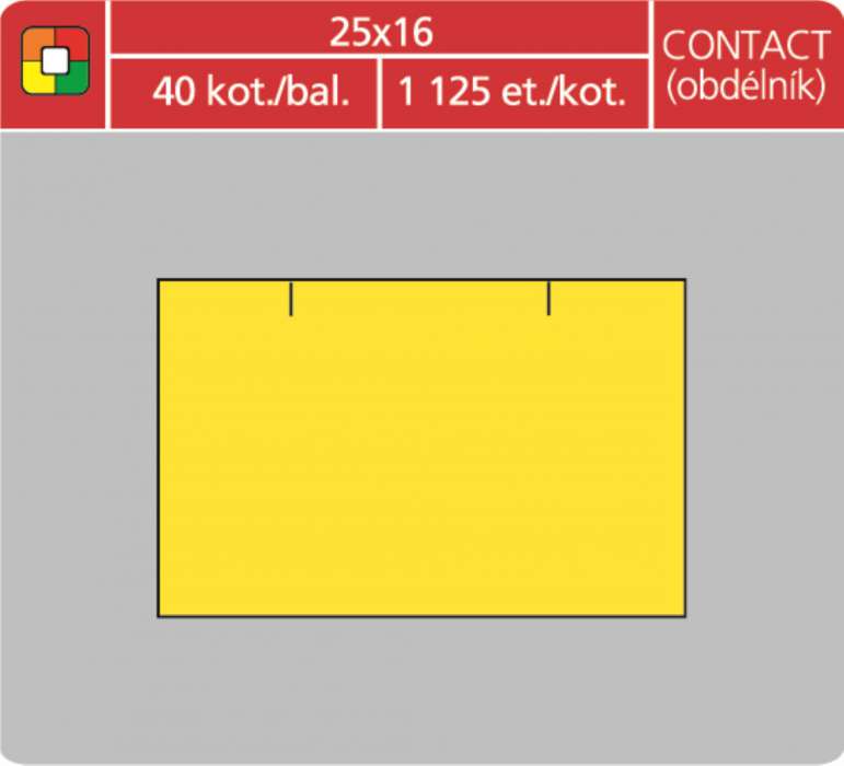 Cenové etikety CONTACT - 25x16, 1125 ks, žluté