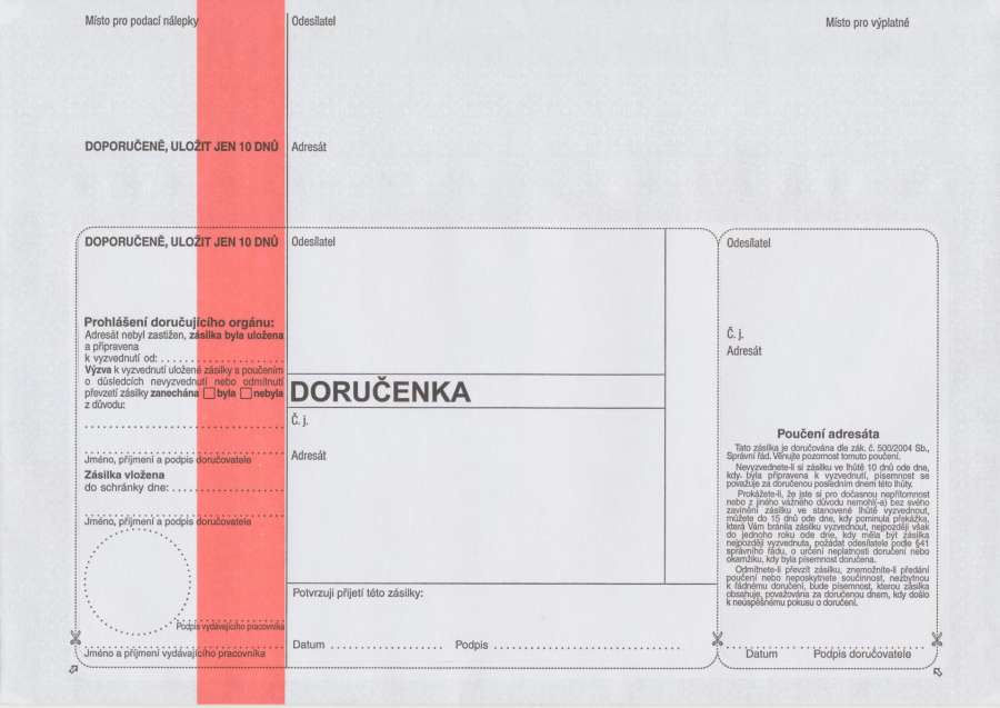 Doručenky C5 - červený pruh, 1 000 ks