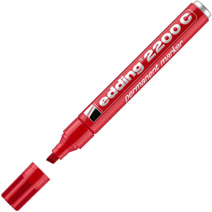 Permanentní popisovač Edding 2200 - zkosený hrot, červený