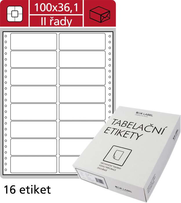 Tabelační etikety S&K Label - dvouřadé, 100 x 36,1 mm, 8 000 ks