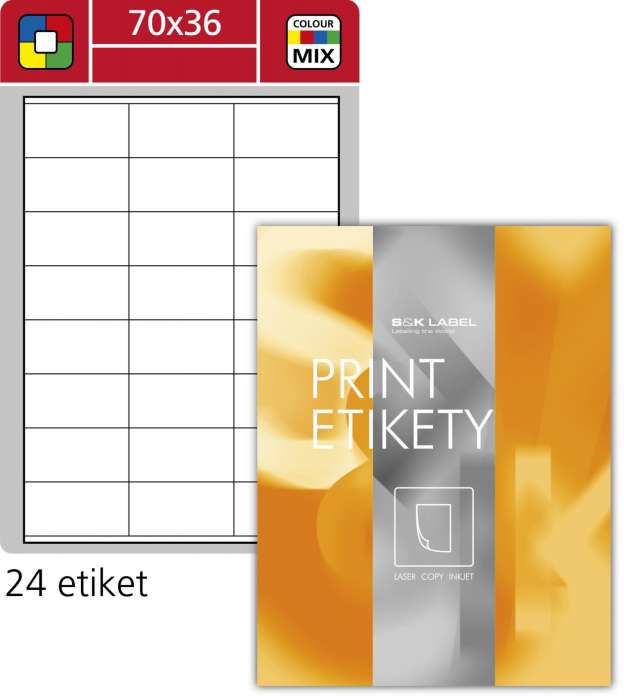 Univerzální etikety S&K Label - mix barev, 70 x 36 mm, 2 400 ks