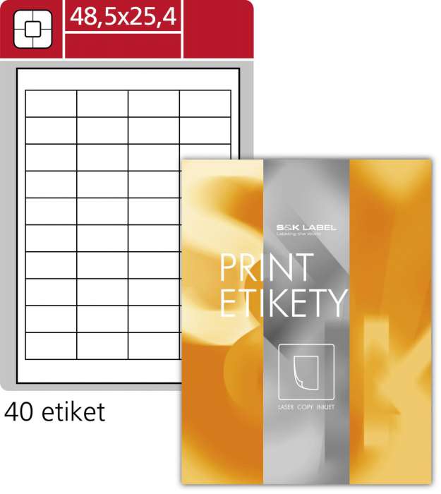 Snímatelné etikety S&K Label - bílé, 48,5 x 25,4 mm, 4 000 ks