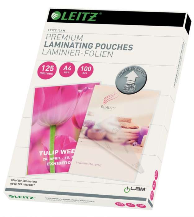 Laminovací fólie Leitz - A4, 2x 125 mikronů, čiré, 100 ks