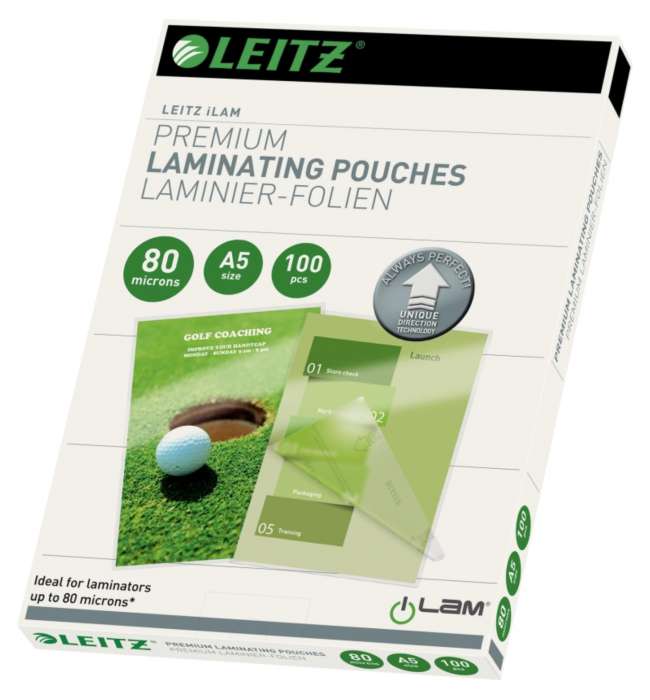 Laminovací fólie Leitz - A5, 2x 80 mikronů, čiré, 100 ks