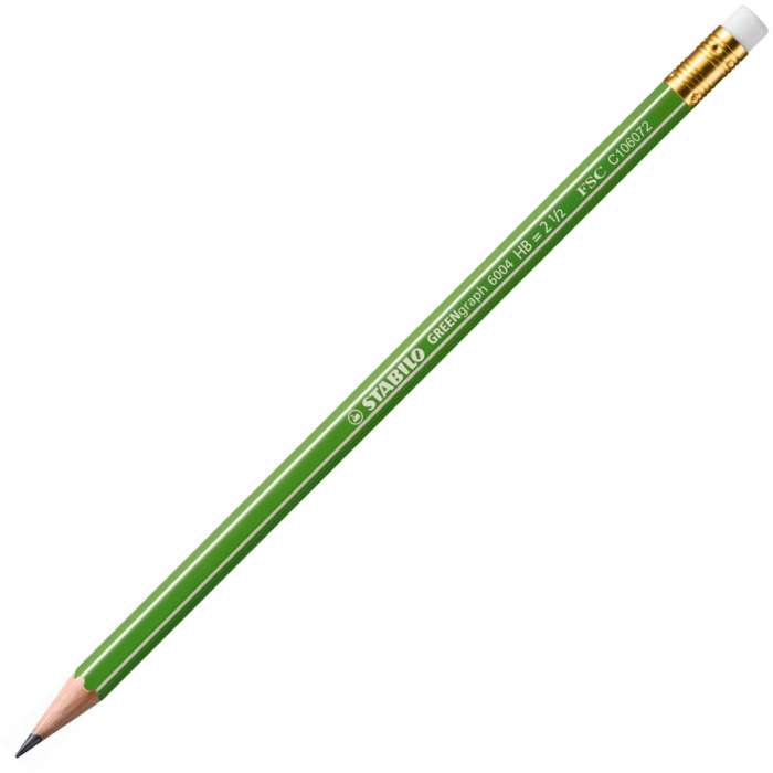 Grafitová tužka STABILO GREENgraph - s pryží, HB, 12 ks